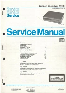 Philips AK601 Compact Disc Player Service Manual. Original No Copy - Afbeelding 1 van 1