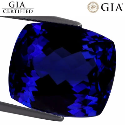 15,18 quilates certificado GIA AAAA bloque D natural tanzanita azul violeta corte cojín Foto 1 de 4