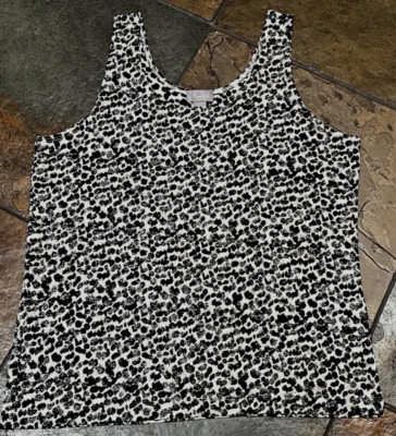 824 CHICO'S  TRAVELERS Sz 2 (12/14) Sparkly Leopard Sleeveless Tank Top  #233 - Image 1 of 4