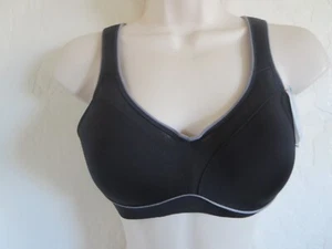 HALF MOON ACTIVE BY MODERN MOVEMENT MESH SPORTS BRA #Y42BM400, 32C, BLACK, NWT - Picture 1 of 4