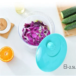 Vegetable and Salad Spinner with/ Hand Crank Fruit Dryer Drain Clean Basket Blue - Picture 1 of 9
