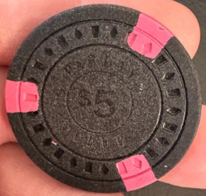 Vintage 1981 PARLAY CLUB Casino Card Room $5 Poker Chip Vallejo CA California - Picture 1 of 2