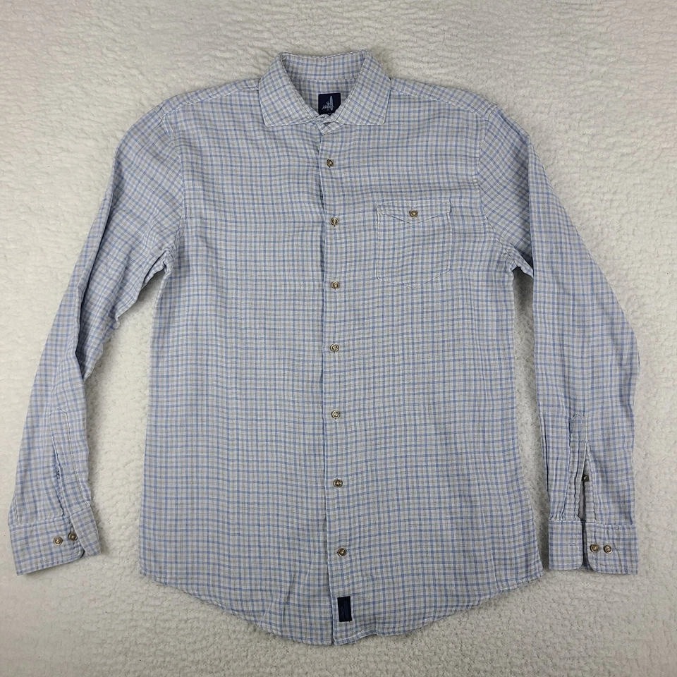 Johnnie-O Flannel Shirt Mens Medium Blue Gray Check Plaid Cotton Button Up - Image 1 of 4