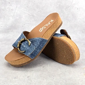 Rare Kalso Sway Blue Denim Earth Shoes Negative Heel Sandals Size 7.5 Women - Picture 1 of 10