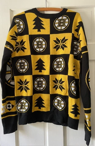 NHL Boston Bruins Ugly HOLIDAY Sweater Snowflakes X-Mas Trees Cover