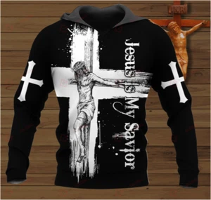 JESUS CHRIST IS MY SAVIOR CHRISTIAN CROSS BIBLE 3D HOODIE All Over Print Us Size - Picture 1 of 3