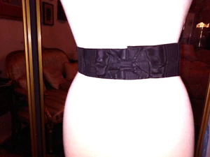 VINTAGE BLACK MOIRE BELT WITH TAILORED BOW SIZE SMALL 26inch - Picture 1 of 6