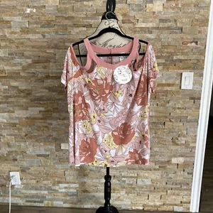Naif Floral Peasant Tunic Cold Shoulder Top Size 3X - Picture 1 of 3