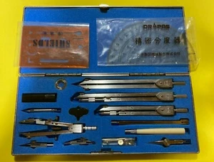 Vintage DRAWING Drafting Compass Set Hard Case DRAPAS SANKO made in Japan - Picture 1 of 12