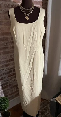 ¡Nuevo! Vestido Karen Miller Amarillo Pálido Largo Formal Sin Mangas Talla 14 Nuevo con Etiquetas Foto 1 de 4