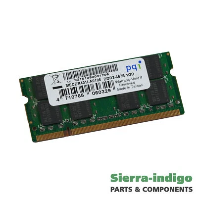 PQI MECDR401LA0106 1GB DDR2-667S SODIMM Memory RAM - Image 1 of 4