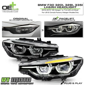 [FULL LED LCI STYLE Fit Halogen] 2012-15 BMW F30 320i 328i 335i DRL Headlights - Picture 1 of 9