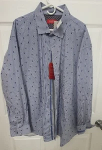 Camisa BRUNO MILANO Talla Grande Blanca Azul Rayas Algodón Abotonada Manga Larga 3XLB - Imagen 1 de 10