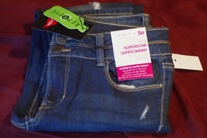 SO Little girls sz 14 denim jeans zipper & button closure adjustable waist, NWT - Picture 1 of 5