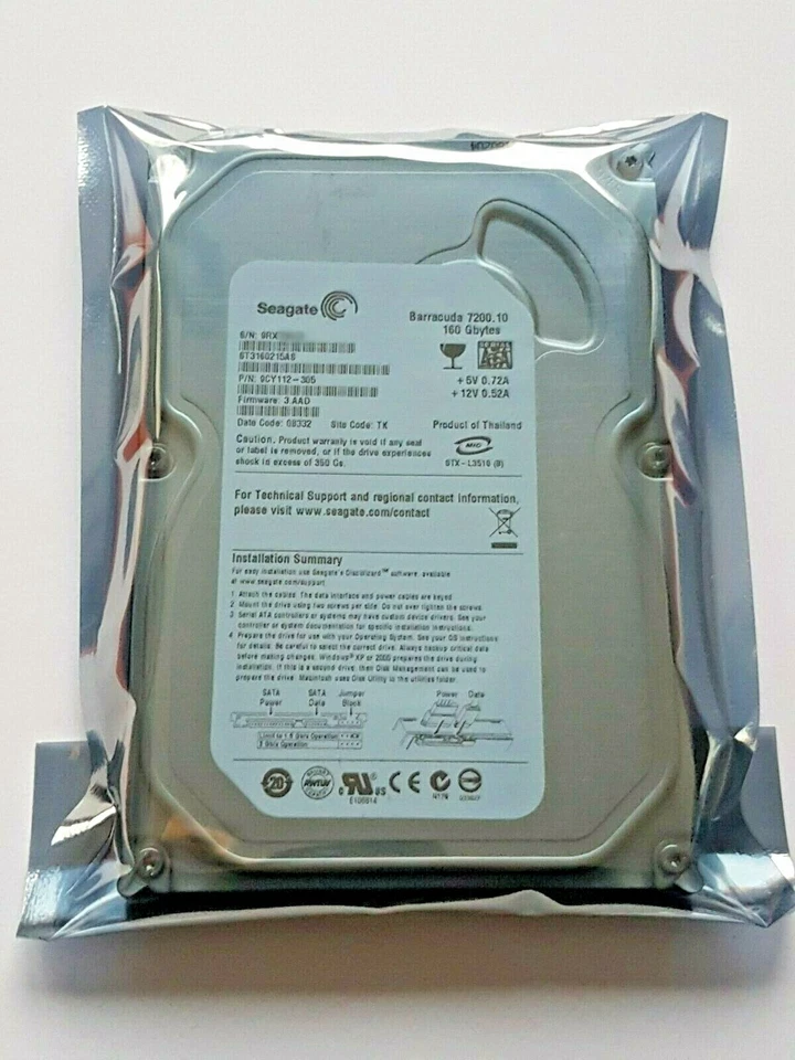 160 GB SATA Seagate barracuda 7200.10 ST3160215AS Fw :3 .aad 3,5 " Hard Drive - Image 1 of 1