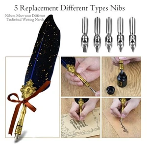 Juego de pluma y tinta pluma caligrafía pluma con sello de cera sello sello kit Steampunk - Imagen 1 de 19