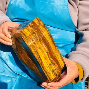 19,49 libbre occhio di tigre naturale pietra grezza grezza esemplare roccia Madagascar lucido 115 - Foto 1 di 19