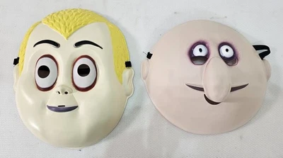 Pugsley & Uncle Fester  Plastic Halloween Masks Addams Family Accessory MGM 2019 - Image 1 of 4