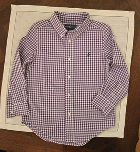 Polo Ralph Lauren Boys Purple Gingham Longsleeve Button Down Size 4/4T EUC - Picture 1 of 10