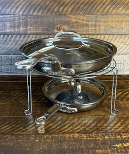 Hestan Nanobond Titanium Stainless-Steel Skillet Covered Fry Pan Set 8.5” 11” OB - Picture 1 of 10