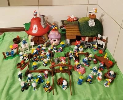 Konvolut Schlümpfe mit vielen Details und 3 Häusern aus den 80er Jahren - Bild 1 von 4