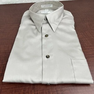 CEZANI Mens Dress Shirt Size 16 34/35 Khaki Long Sleeved Luxury Modern-Fit - Picture 1 of 8
