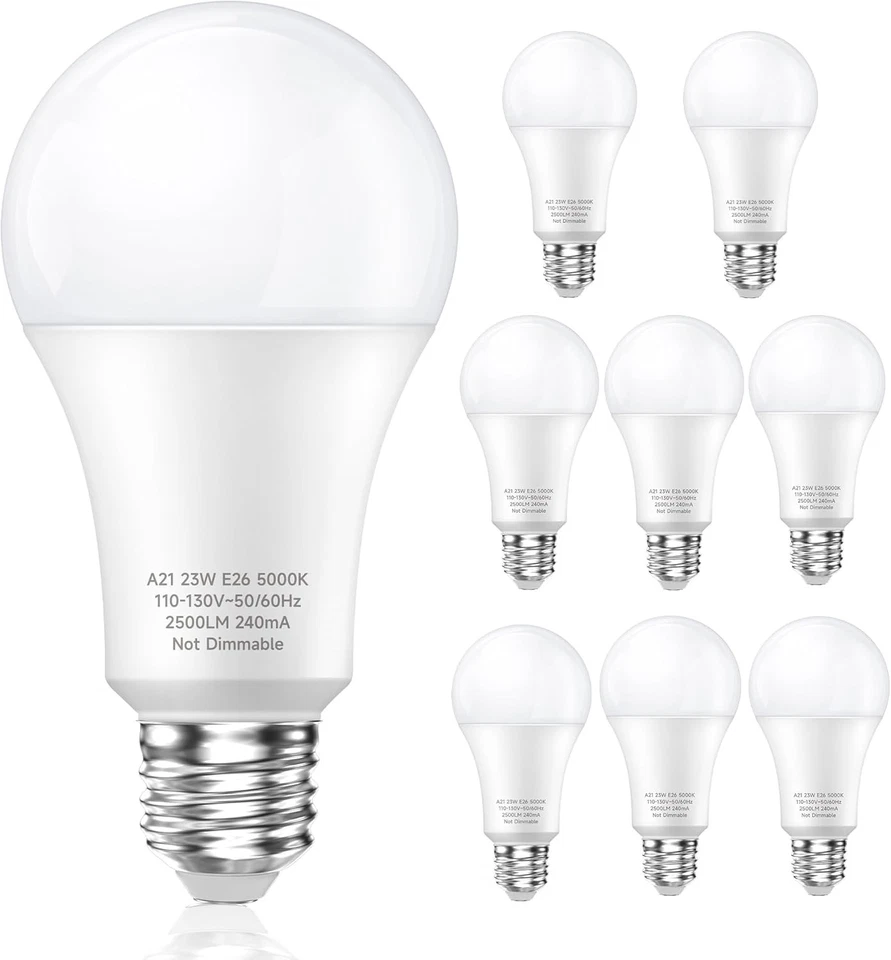 A21 LED Light Bulbs, 150 Watt Equivalent LED Bulbs, Daylight White 5000K, 2500 - Image 1 of 4
