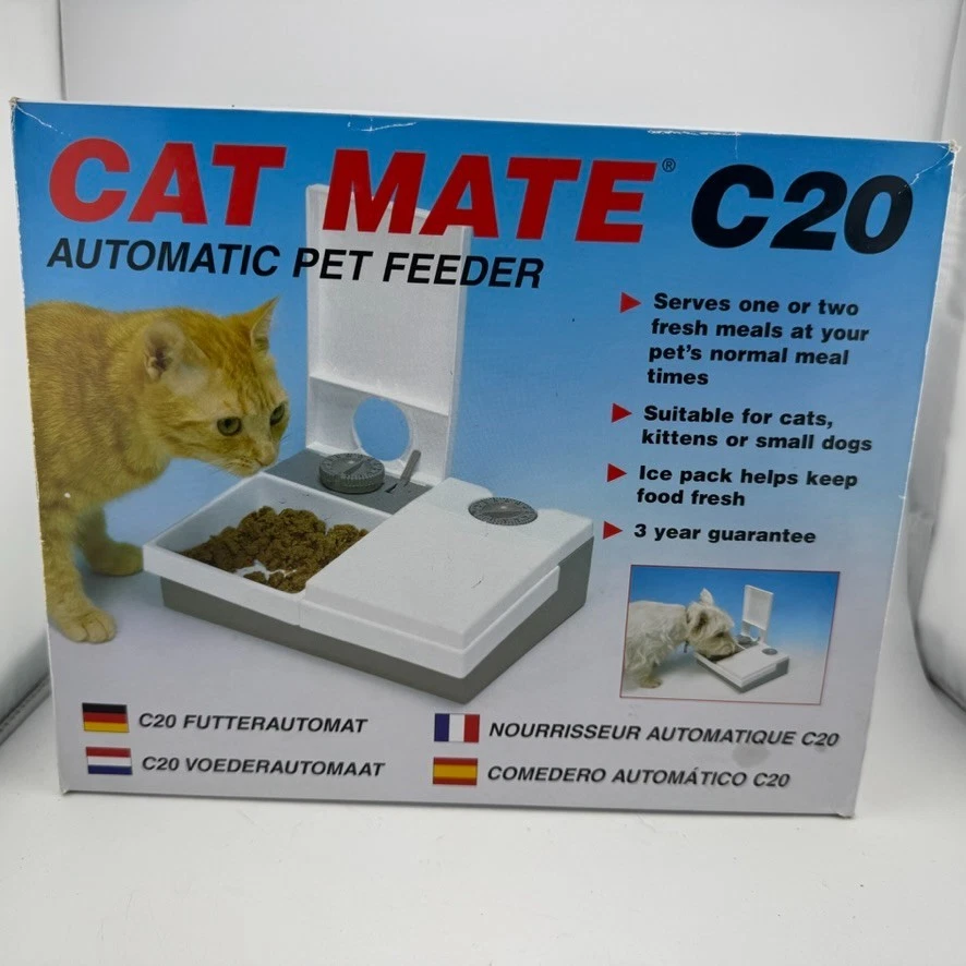 Cat Mate C20 Automatic Pet Feeder Independent 48 Hour Timers Serves 1 or 2 Meals
