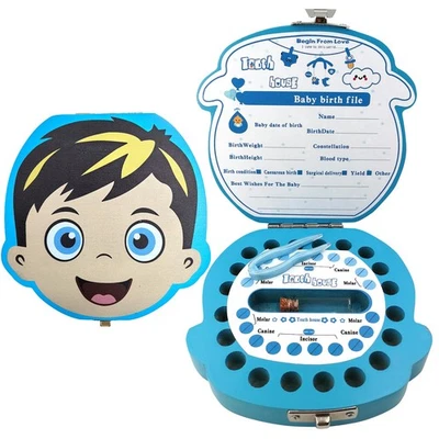 Коробка для детских зубов PAMBO Baby Tooth Fairy, коробка для хранения первых зубов — деревянный зуб... - Изображение 1 из 4