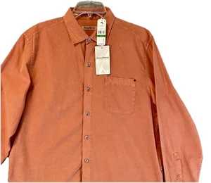 Tommy Bahama Shirt Mens Large Orange Paradise Poplin Long Sleeve Button Up New - Picture 1 of 18
