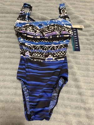 Traje de baño LONGITUDE X espalda azul nuevo con etiquetas talla 8 Foto 1 de 2