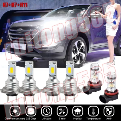 Combo faros LED + kit de faros antiniebla para Hyundai Tucson 2016 2017 2018 Foto 1 de 4