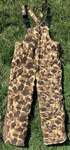 Vintage 90s Gamehide Hunting Bibs Insulated Frog Duck Camo Men Large Short 42 29 - Picture 1 of 11