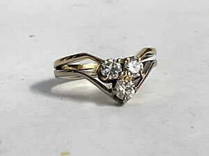 Superb 18ct Yellow/White Gold & Diamond Wishbone Ring, 50/60pts - Size J/J.1/2