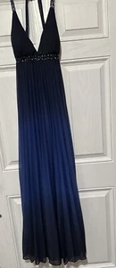Betsy & Adam Formal Dress – Navy Bl/Black w/Sparkles/sequence-V-Neck- size 12 - Picture 1 of 17
