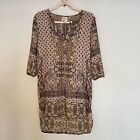FIG and FLOWER Tunic blouse Boho Hippie Sheer Button Up Henley Style Size Small