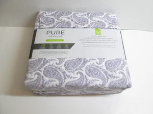 Nuovo set di lenzuola Queen 4 pz puro misto cotone revival viola e grigio scuro paisley - Foto 1 di 4