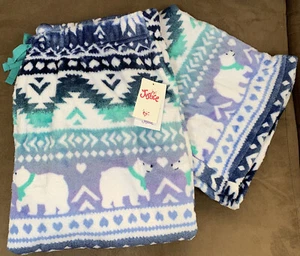 JUSTICE SLEEP BOTTOMS SIZE 18/20 PLUS POLAR BEAR SOFT PLUSH FLEECE COMFY TOASTY - Picture 1 of 4