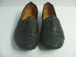 Spring Step Womens Leather Fusaro Loafer Sz 10 Black Eyelet Made In Turkey Shoes - Picture 1 of 9