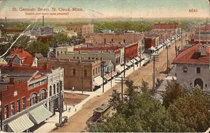 St Cloud, MINNESOTA - St. Germaine Street - 1917 - trolleys, cars, horse & buggy - Picture 1 of 2