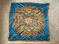 100% SILK SCARF MULTI COLOR APPROX. 28”x28” Red, Blue, Gold Indian Starburst