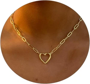 Dainty Gold Necklace for Women 14K Gold Plated Necklaces for Her Delicate Love H - Picture 1 of 12
