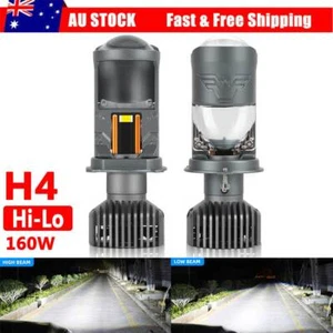 2X H4 9003 Bi-LED Projector Lens 160W Globe Headlights Bulbs Hi/Lo Beam Retrofit - Picture 1 of 14