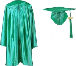 SET CAPPELLO E ABITO LAUREA DIPLOMA VERDE LUCIDO SCUOLA PRIMARIA MIS 33 VEDI TAB - Foto 1 di 5