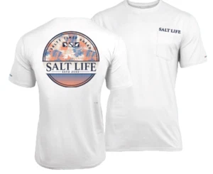 New Rare Salt Life Vacation UV 30 Pocket Tee White M Live Salty Saltlife - Picture 1 of 4