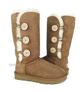 UGG Bailey Button Triplet II Chestnut Fur Boots Womens Size 10 *NIB* - Picture 1 of 6