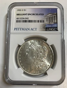 1902 O morgan dollar brilliant uncirculated pittman act ngc see photos #468 - Picture 1 of 2