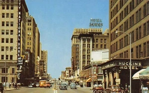 Broadway Looking North Coches de colección Escena callejera Oklahoma City, postal de 1950 OK - Imagen 1 de 2