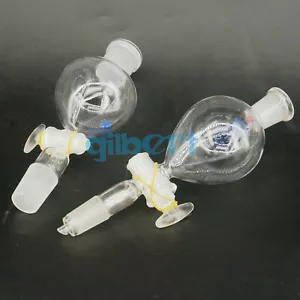 60ml 125ml #14 #19 #24 Joint Ball Shaped Lab Separatory Funnel &Glass Stopcock - Picture 1 of 9