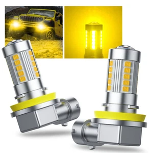 YELLOW LED Fog Light Bulbs H11 High Power Lamps 3000K Foglight Bulbs H8 Kit 6G - Picture 1 of 18